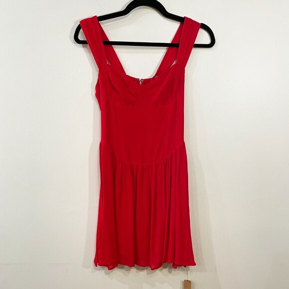 New Reformation Taiga Sweetheart Mini Dress Poinsetta Red 2, XS $218 - Picture 4 of 11
